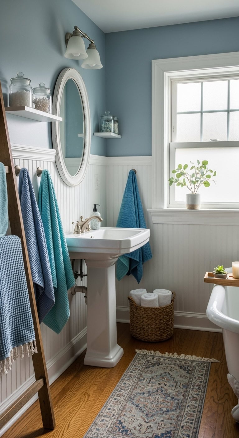 soft layered intentional blue towel decor