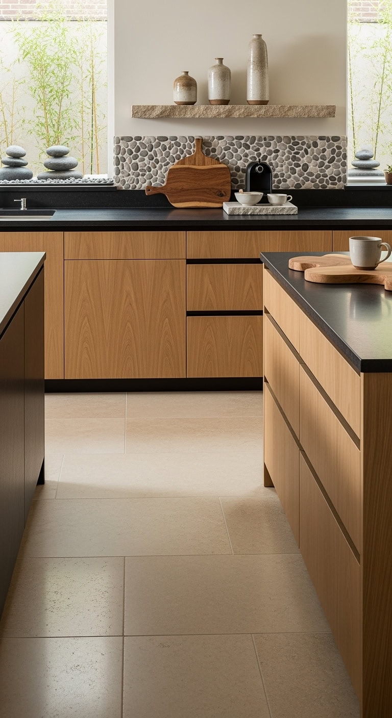 warm serene minimalist functional japandi kitchen