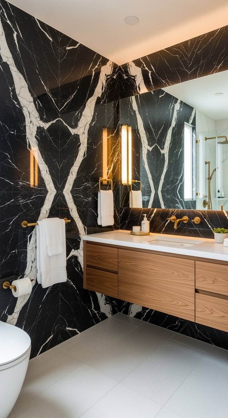 luxurious contrast in black marble