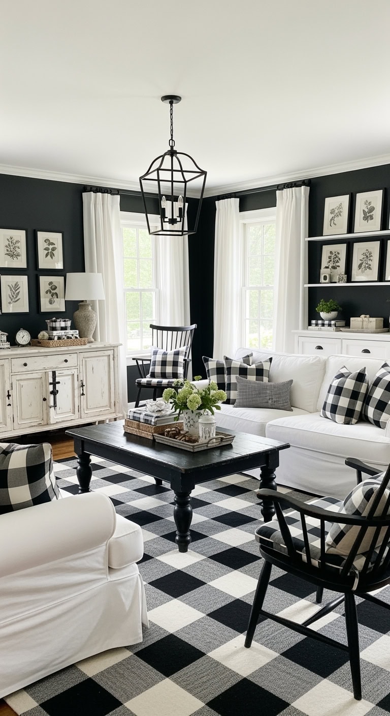 checked patterns vintage black hardware