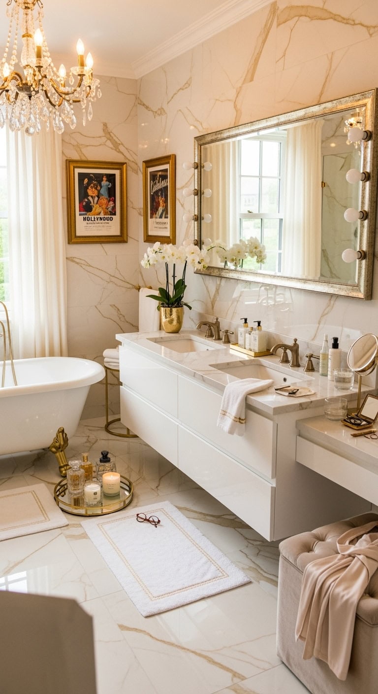 glamorous hollywood inspired luxury bathroom design
