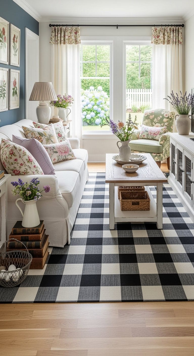 gingham rugs with florals