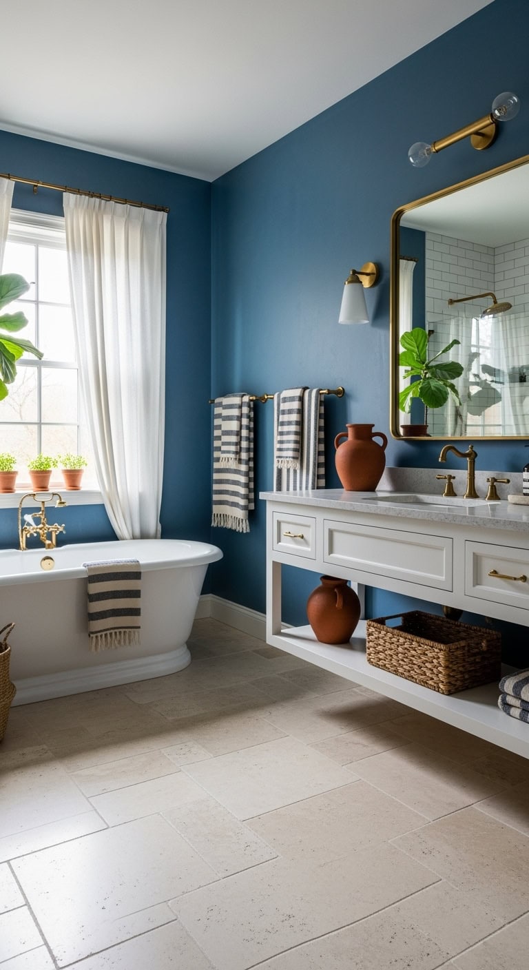 coastal luxury mediterranean blue bathroom retreat