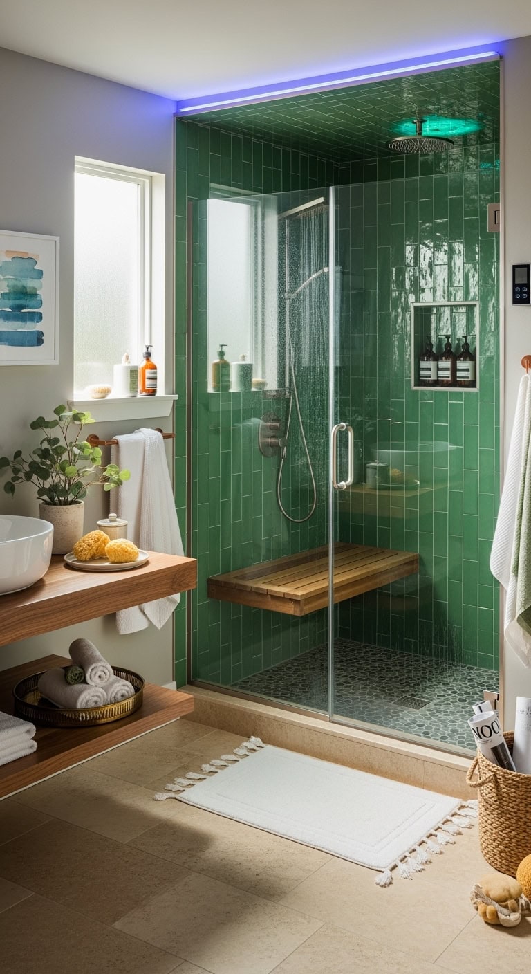 spa like steamy green glass retreat