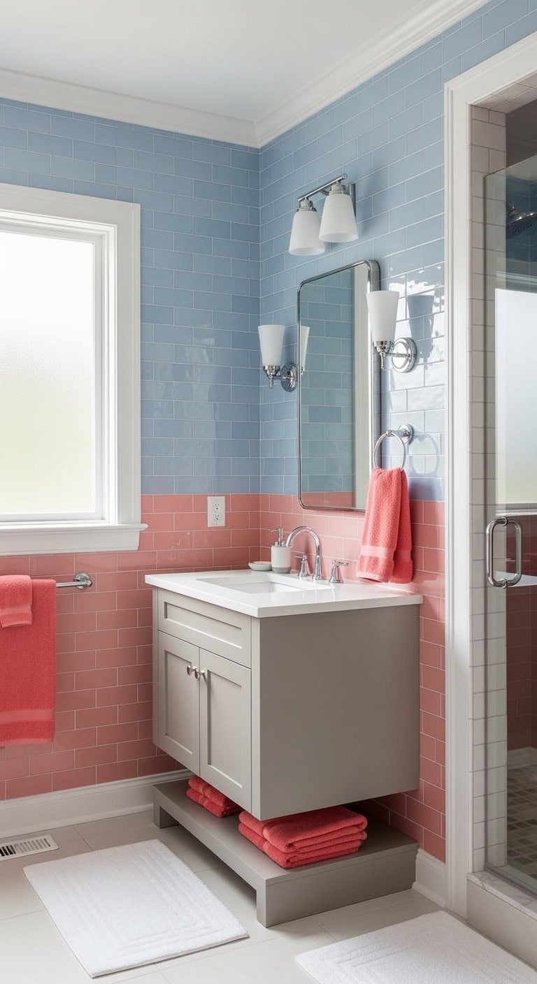 playful subway tile color alternation