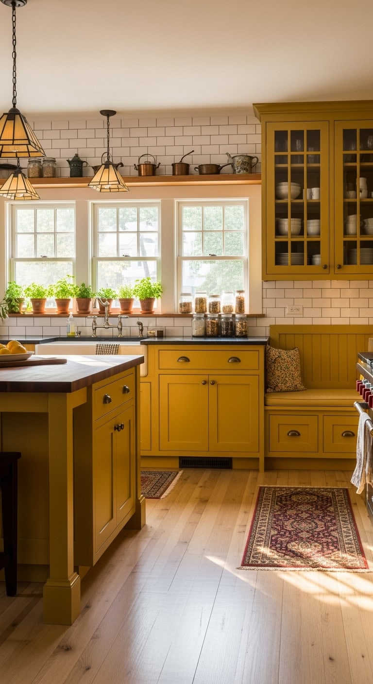 mustard craftsman kitchen elegance