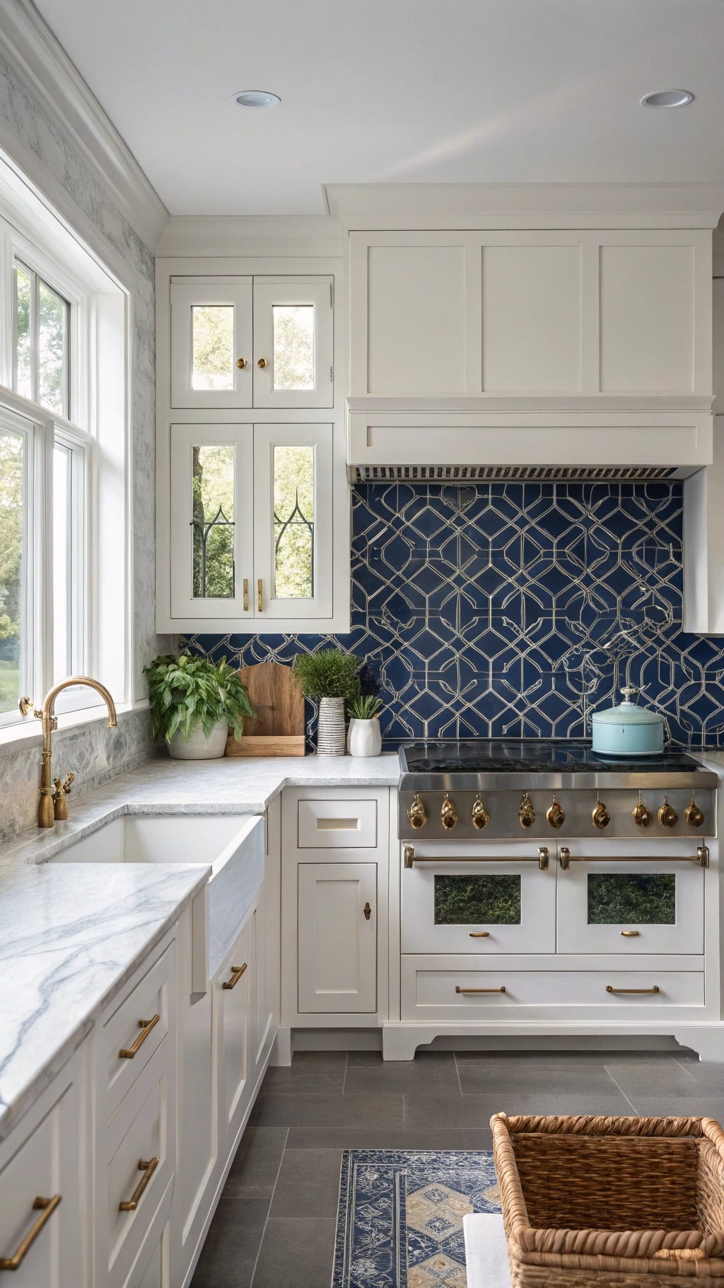 transitional blue mosaic accents