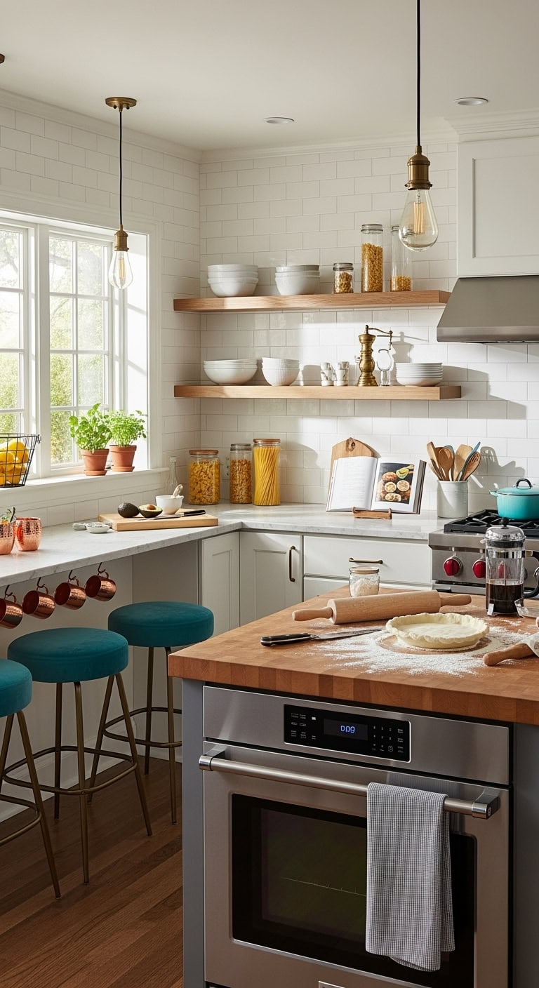 turquoise bar stools elevate kitchen ambiance