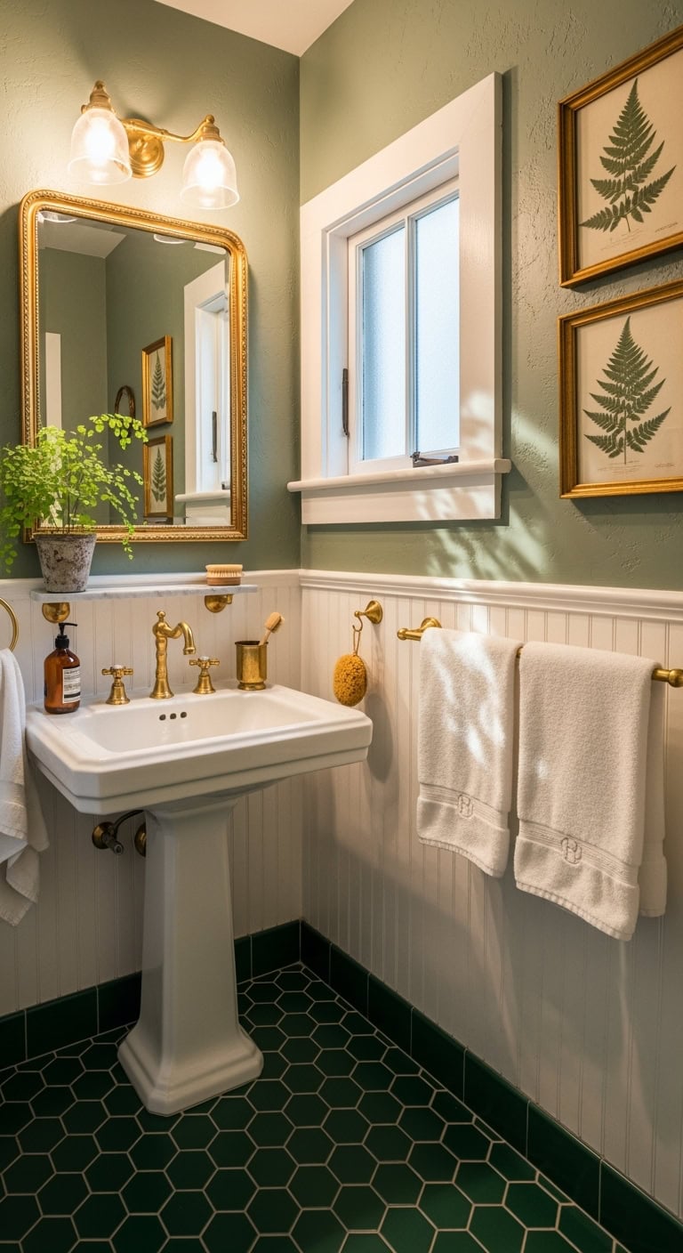 nostalgic vintage charm filled powder room