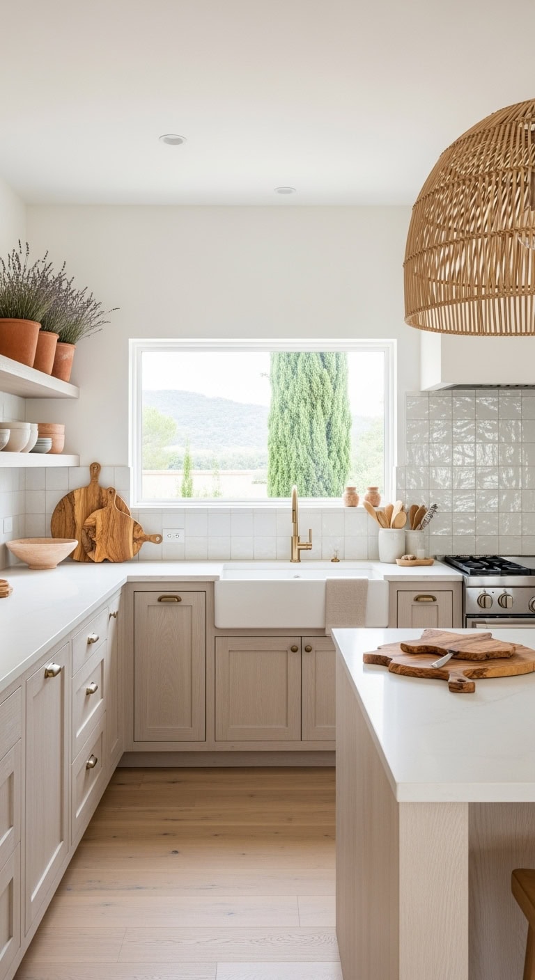 whitewashed mediterranean olive wood