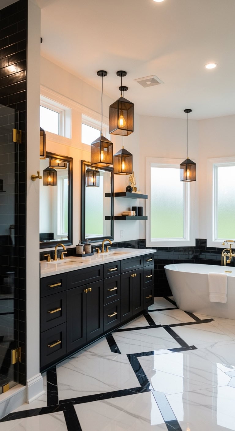 dramatic statement boutique versatile bathroom lighting