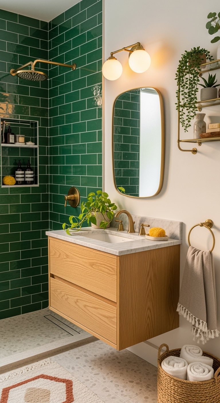 moody fresh forest green tiles