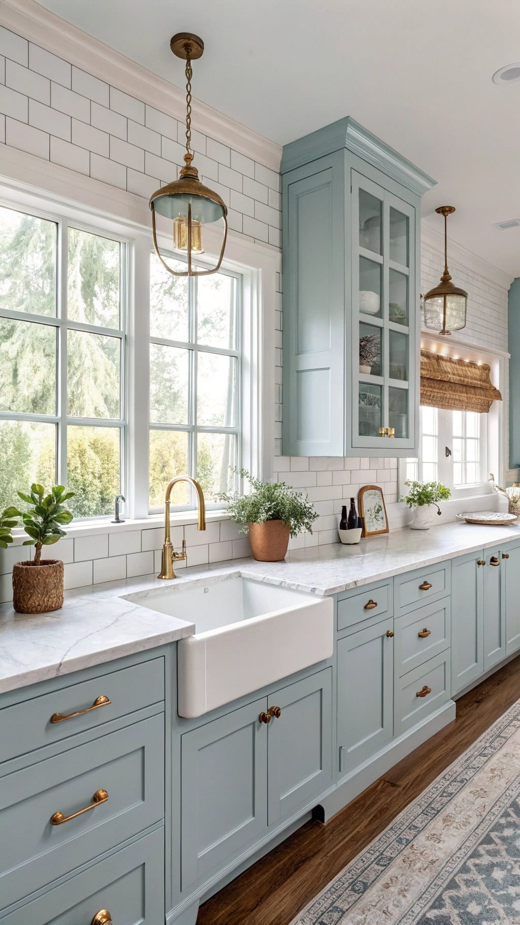 brass hardware meets blue