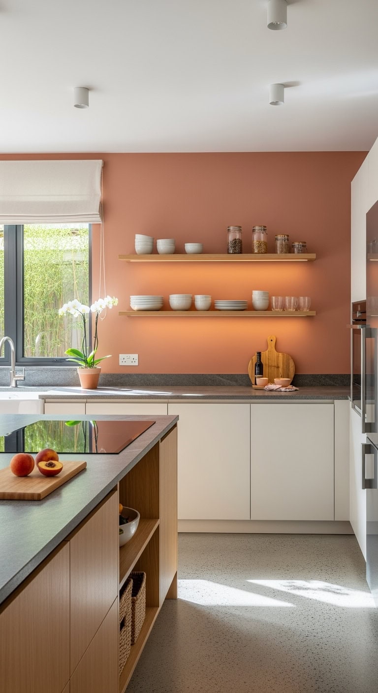 tranquil peach minimalist kitchen