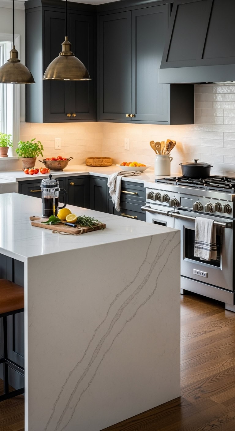 seamless modern sophisticated breathtaking waterfall edge