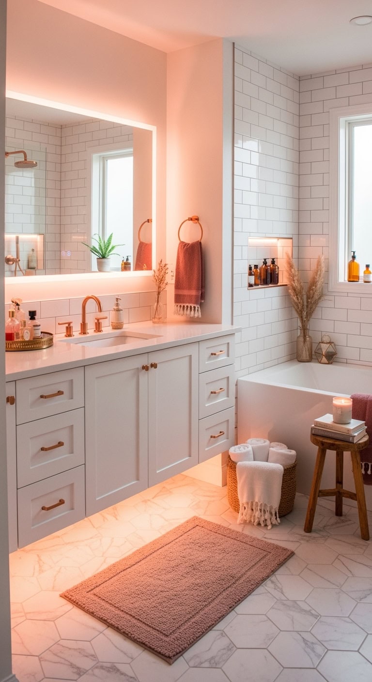 warm glowing adjustable and luxurious bathroom lighting