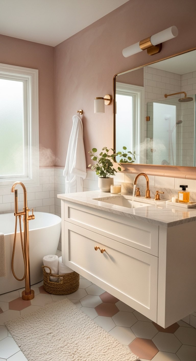 luxurious warm metallic bathroom fixtures