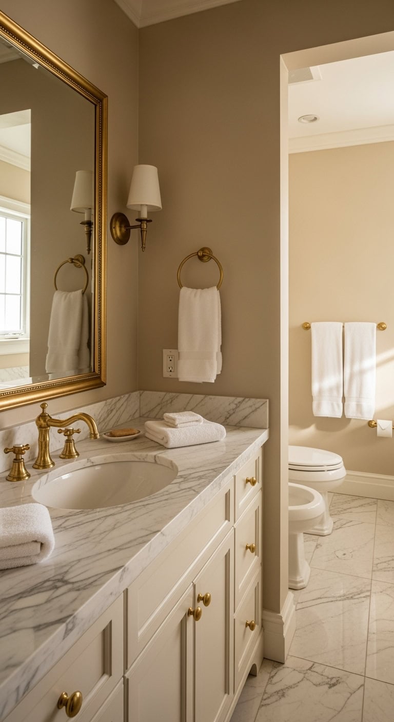 warm luxurious timeless bathroom design