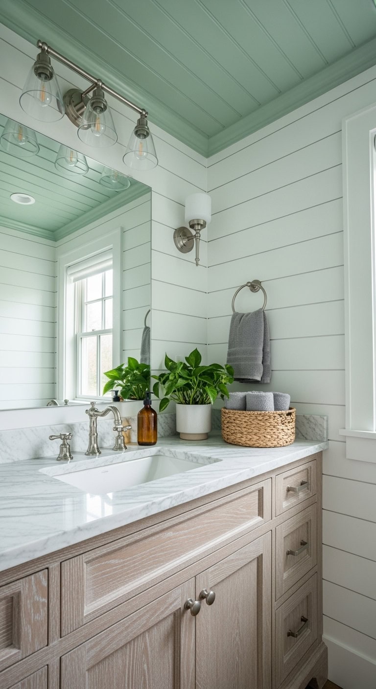 unexpected bathroom color statement piece