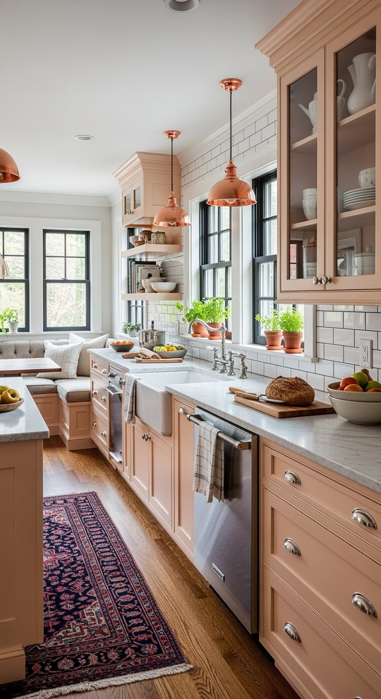 timeless peach kitchen elegance