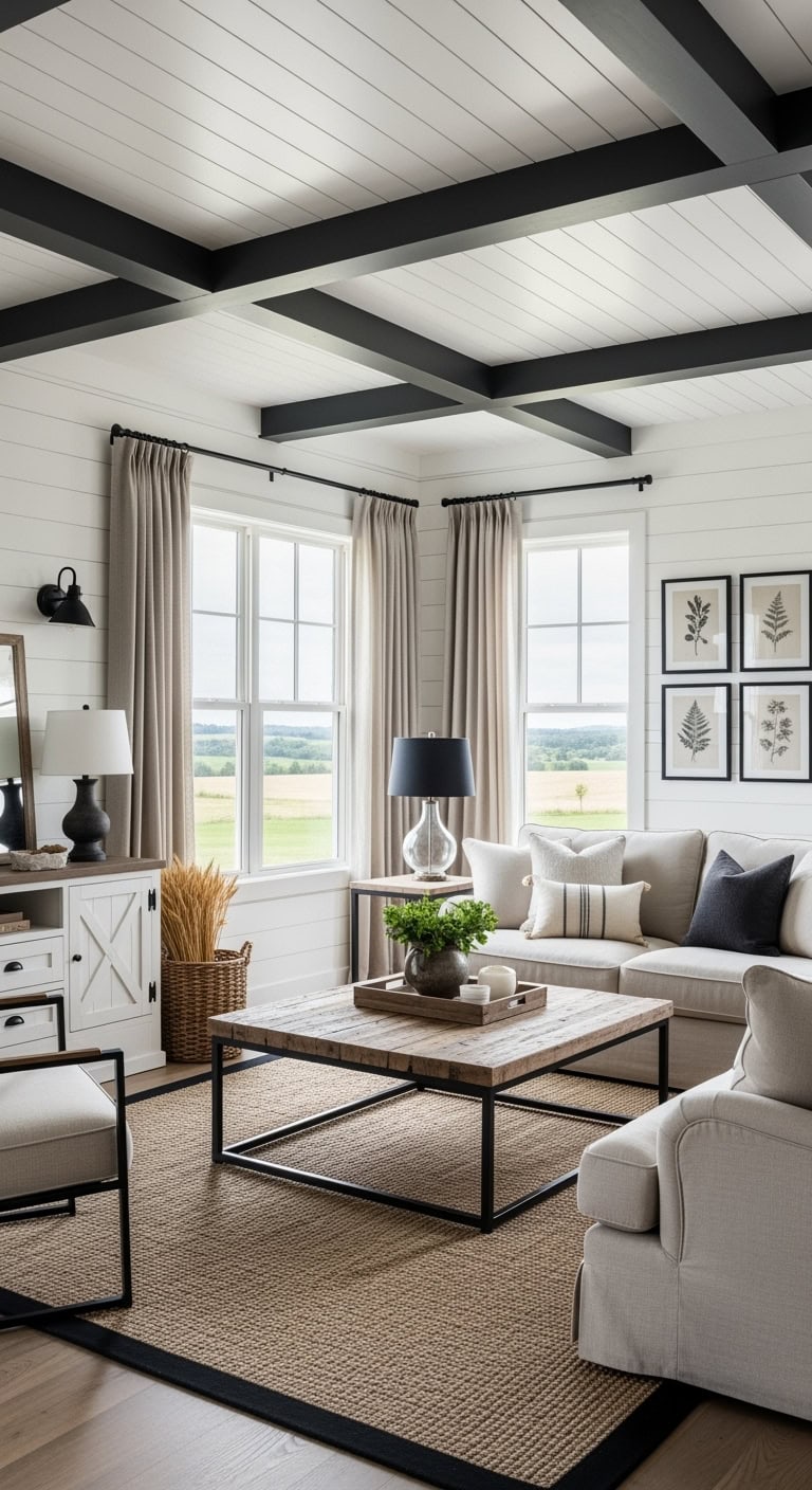 farmhouse white beige black