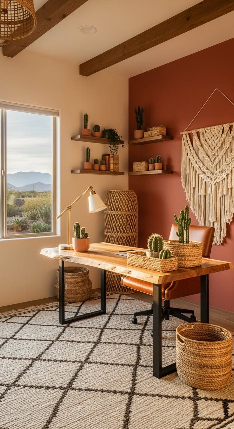 terracotta desert inspired cozy workspace