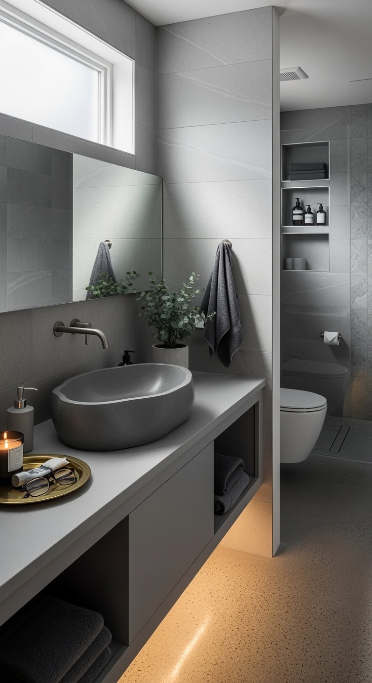 monochrome sculptural minimalist spa like