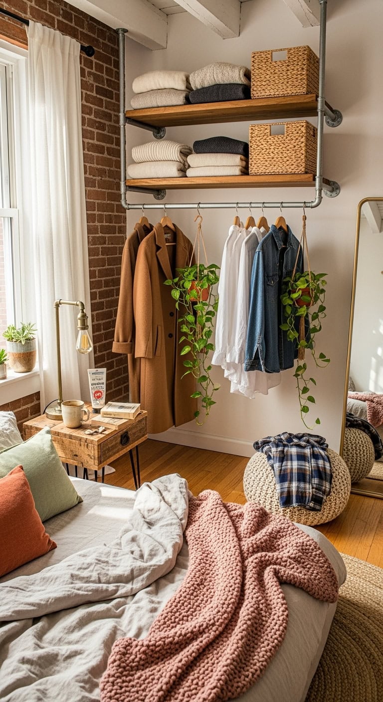 trendy industrial clothing storage solution