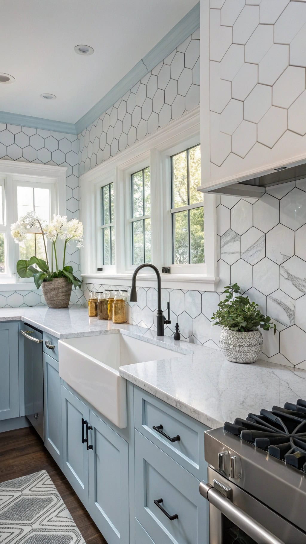 pale blue geometric tiles