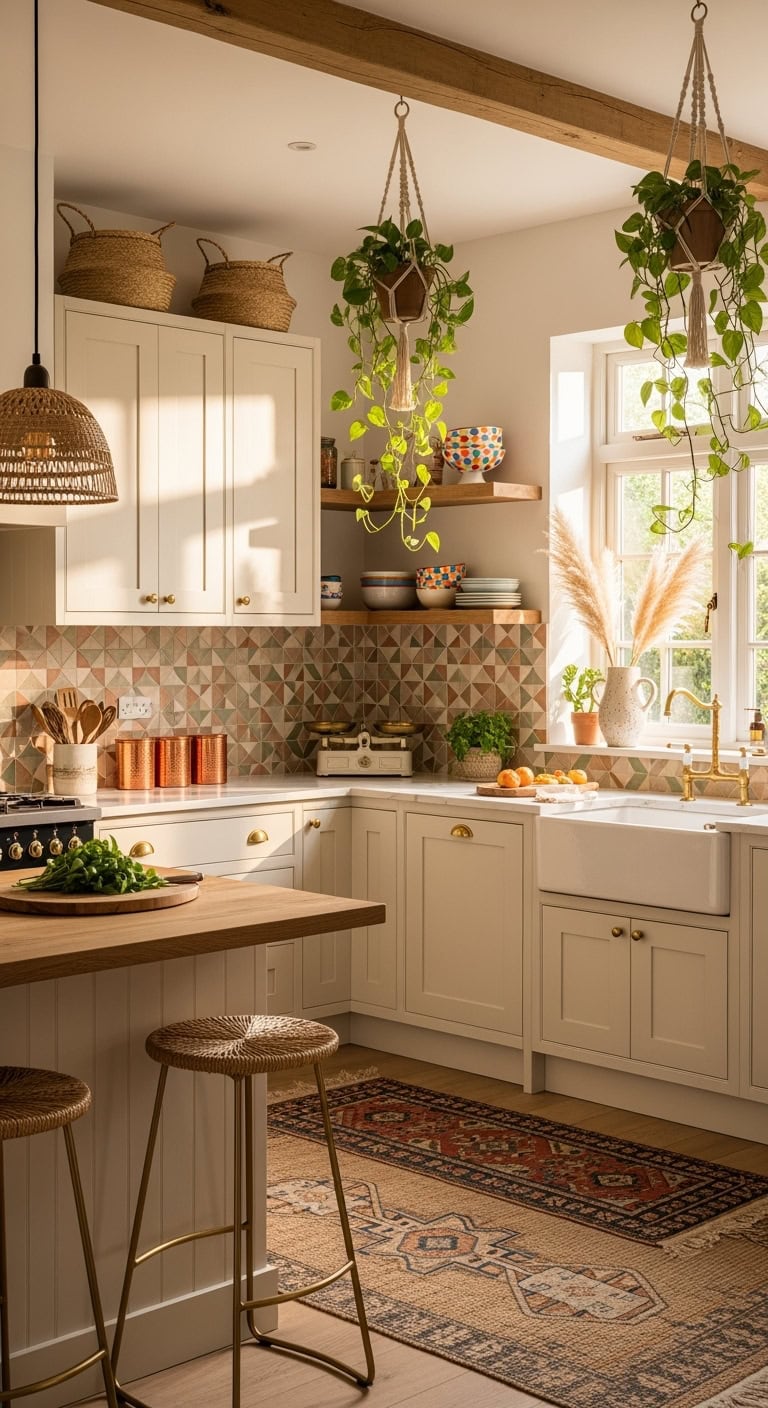 bohemian shaker kitchen style