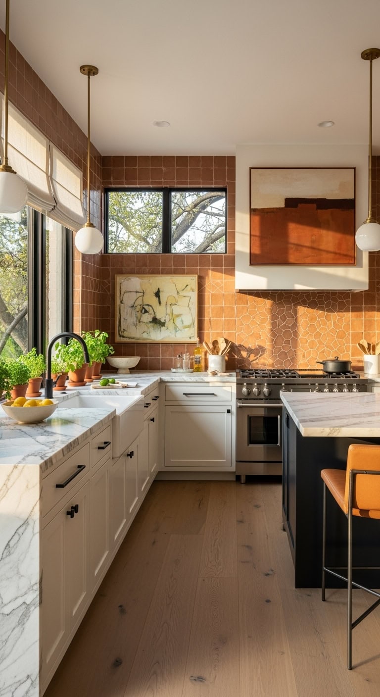 effortless european contemporary terracotta kitchen