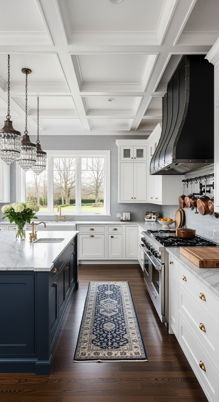coffered ceiling industrial kitchen