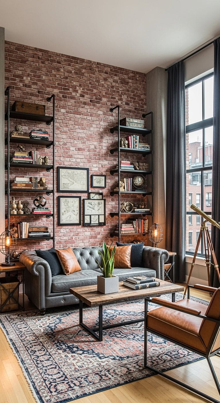 exposed brick faux industrial loft