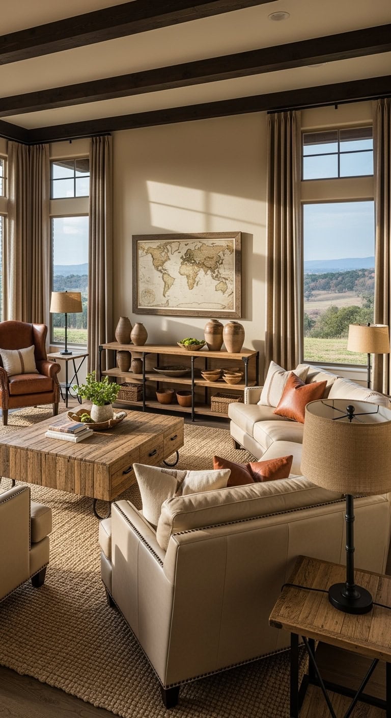 rustic luxe leather living