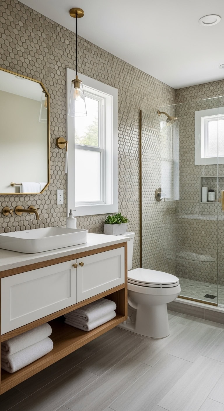 vintage luxurious textural versatile penny tiles