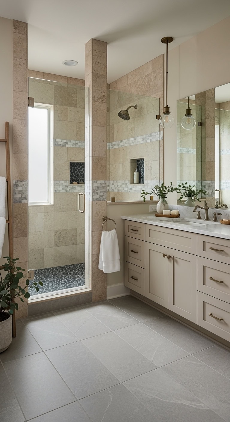 luxurious natural stone shower accents