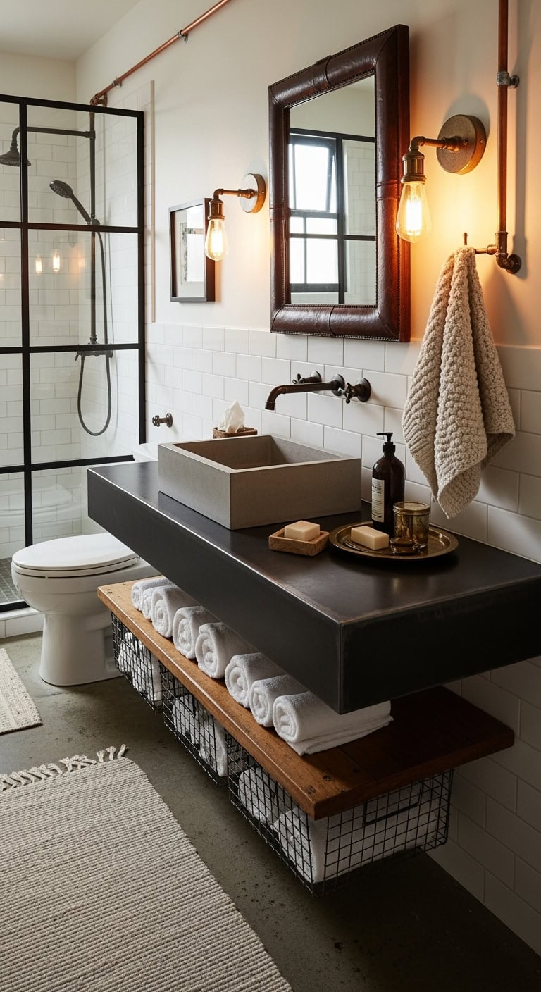 edgy luxurious industrial chic bathroom style