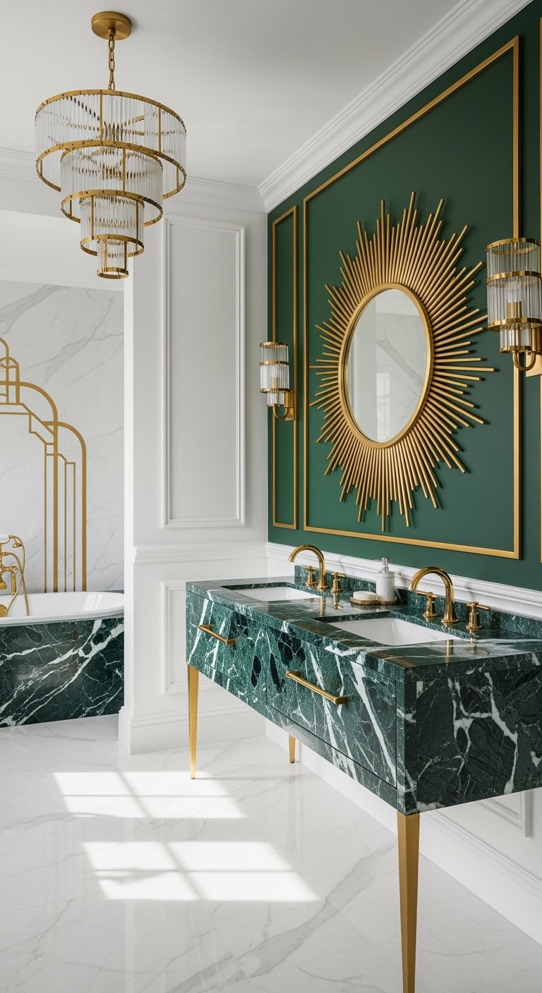 art deco forest green glamour
