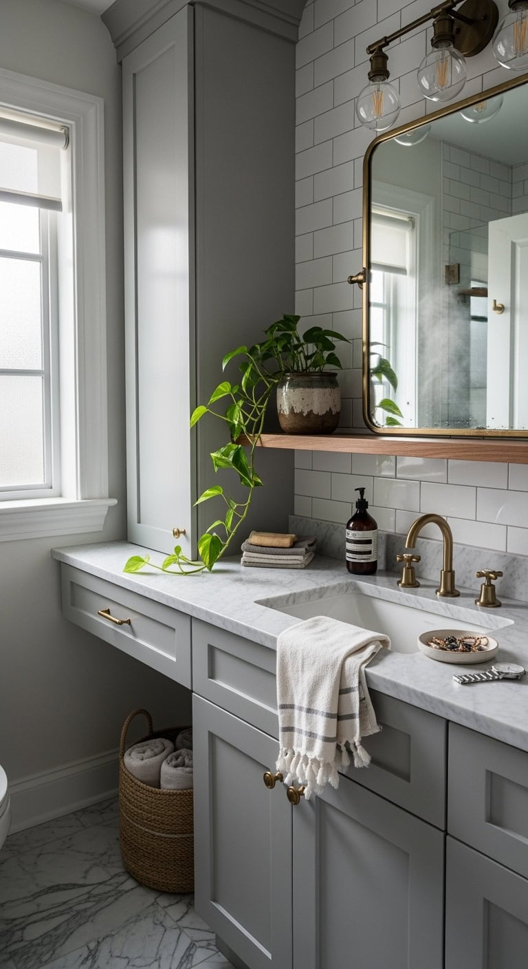 varied cabinet depths create visual interest