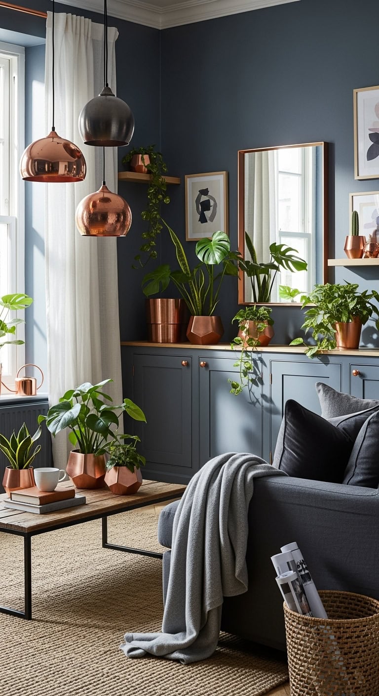 moody sophistication with metallic warmth