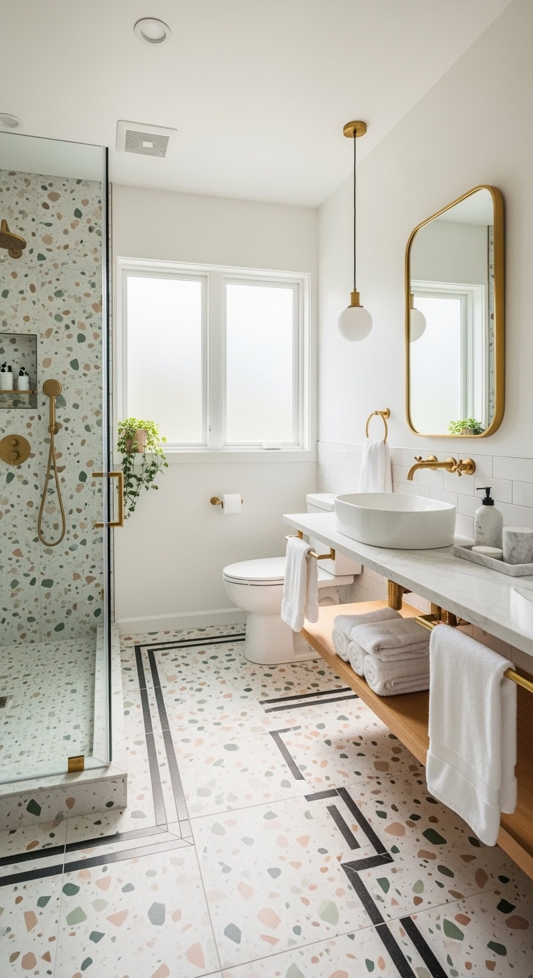 sophisticated italian villa inspired terrazzo floors