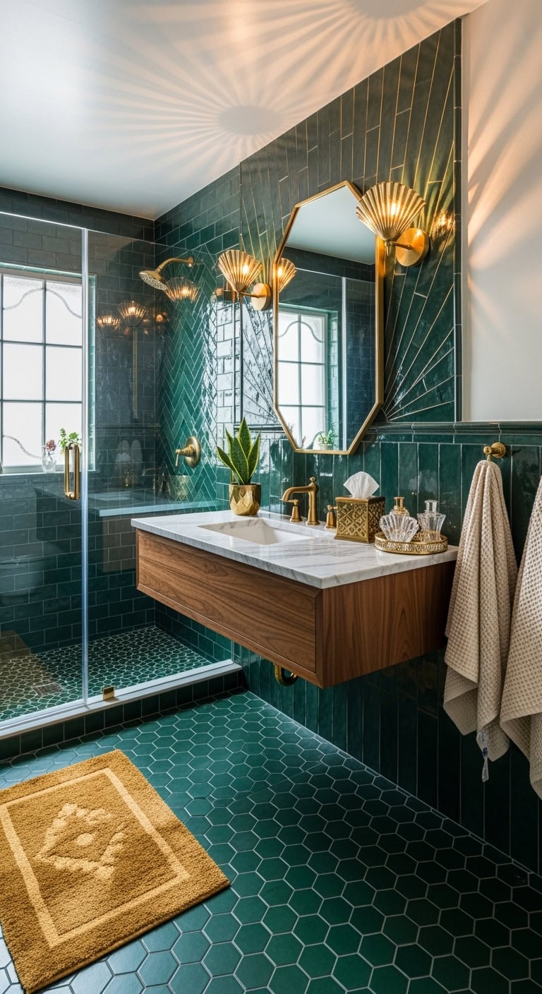 sophisticated jazz age bathroom elegance