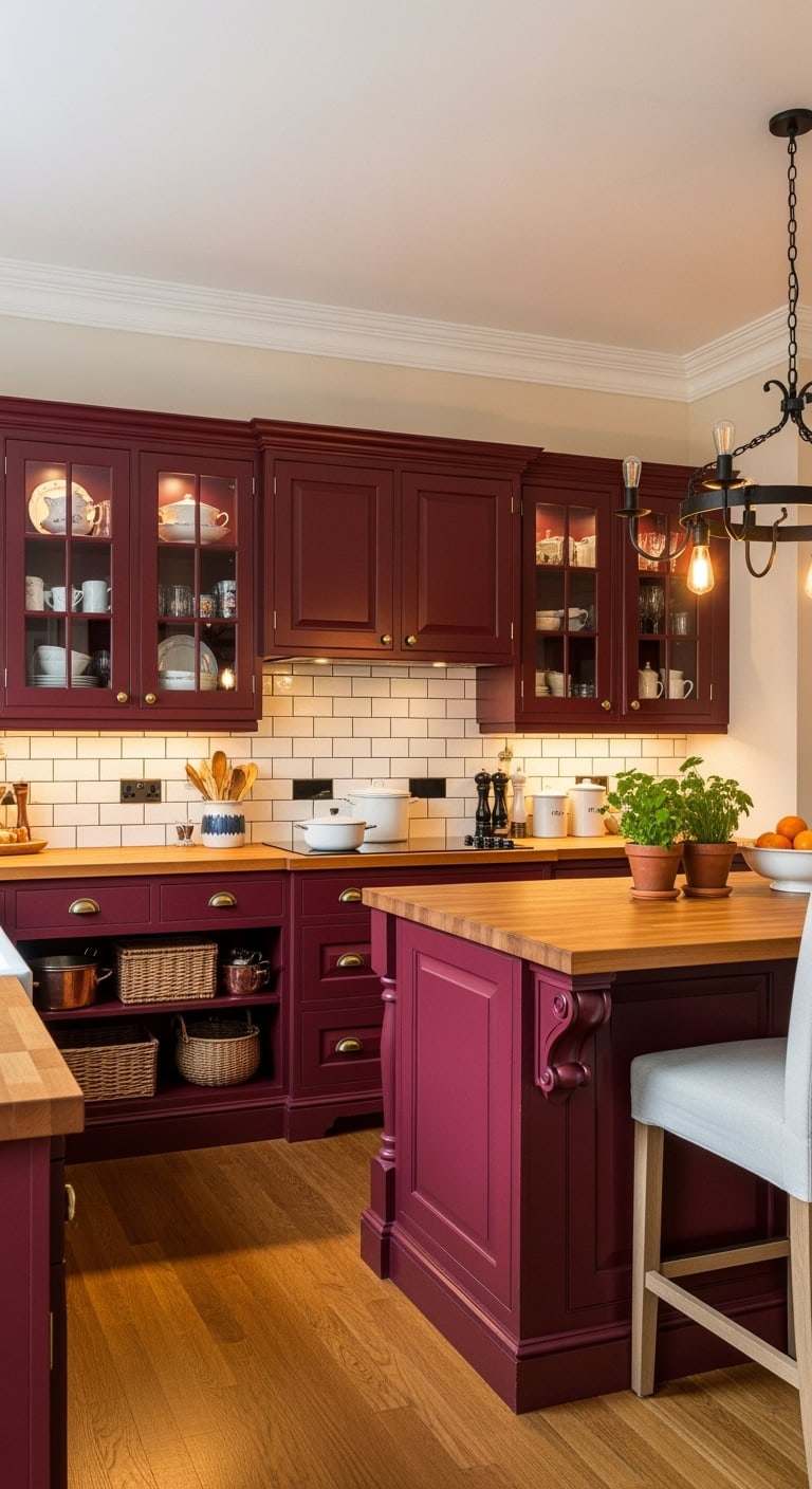 traditional burgundy kitchen elegance