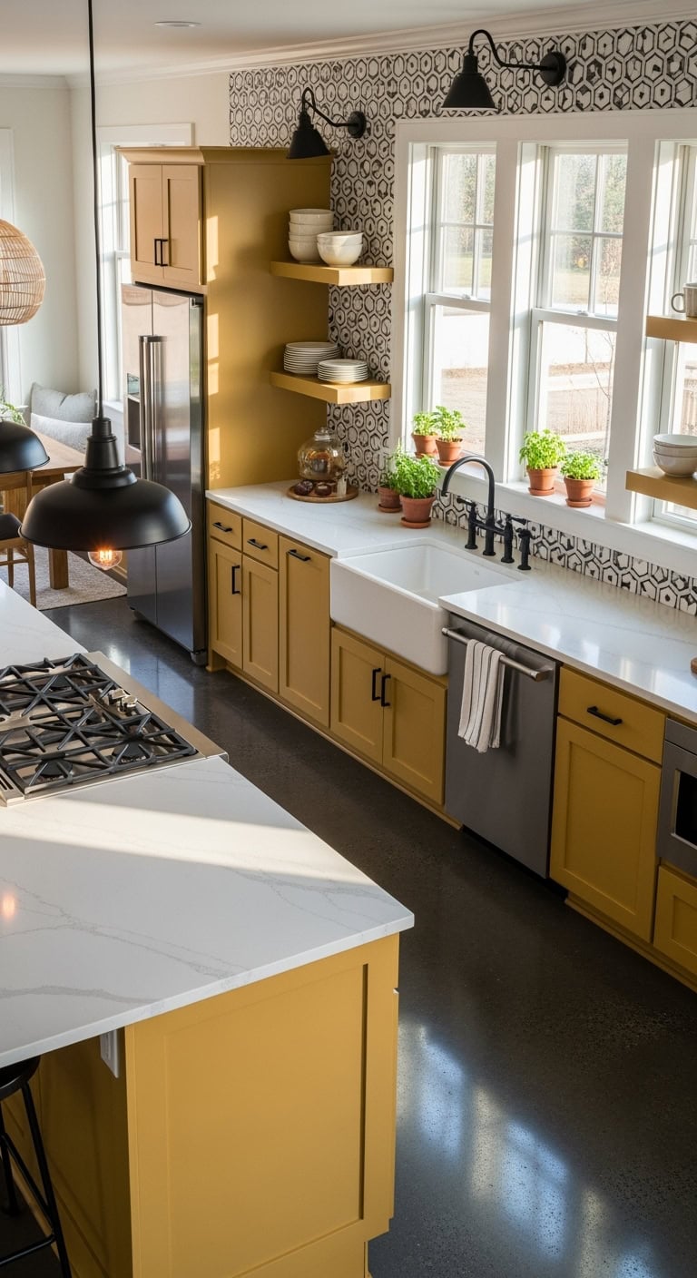 modern mustard kitchen elegance
