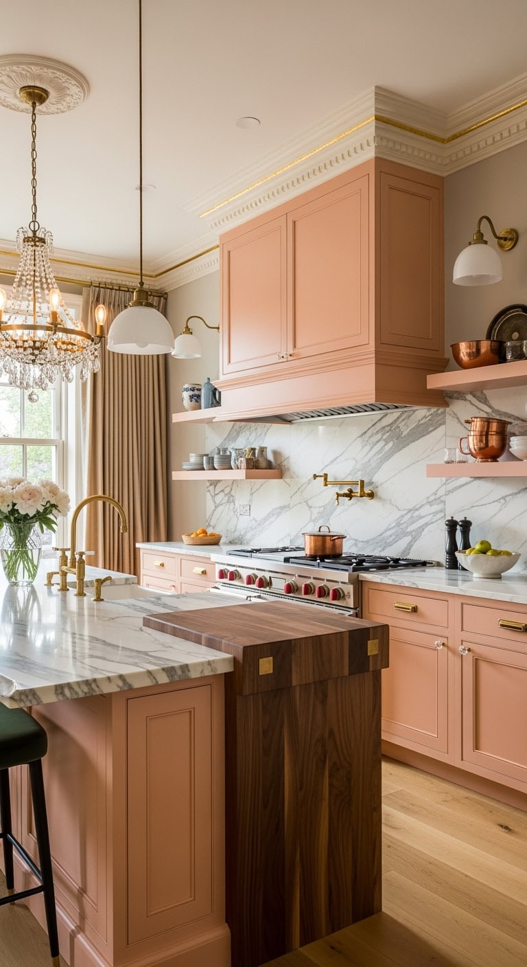 opulent peach kitchen design