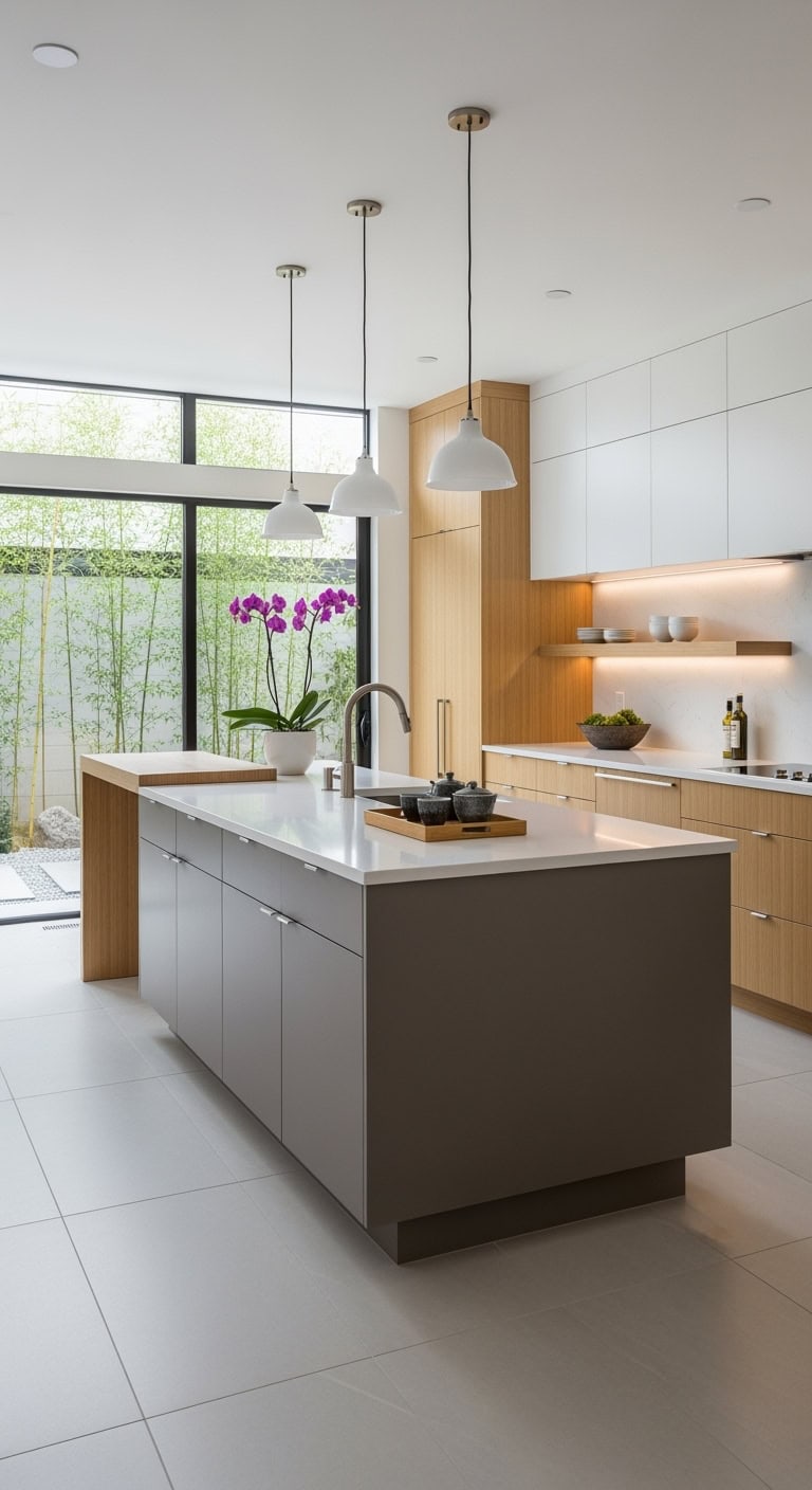 minimal japanese kitchen island