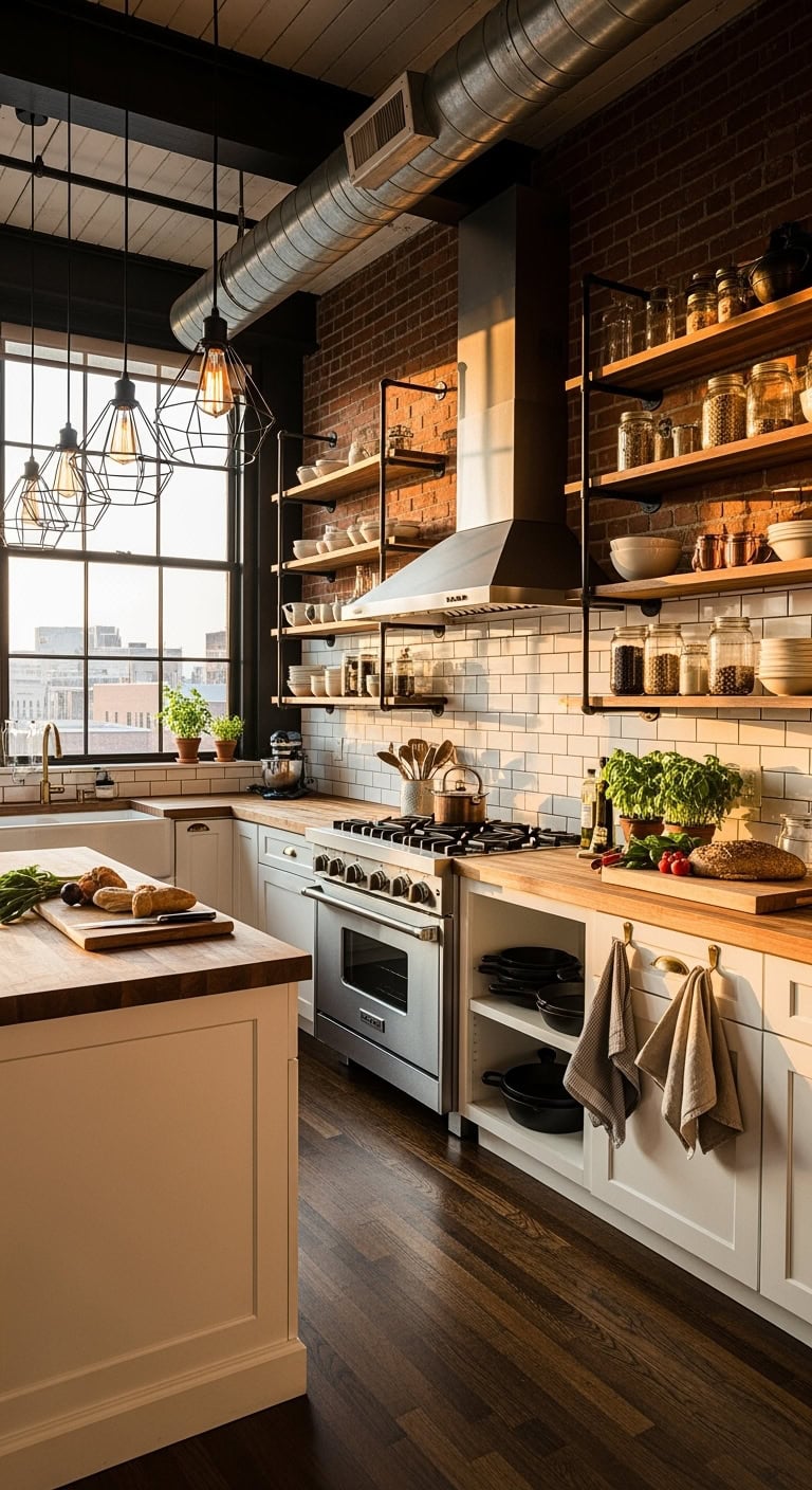 industrial chic white kitchen