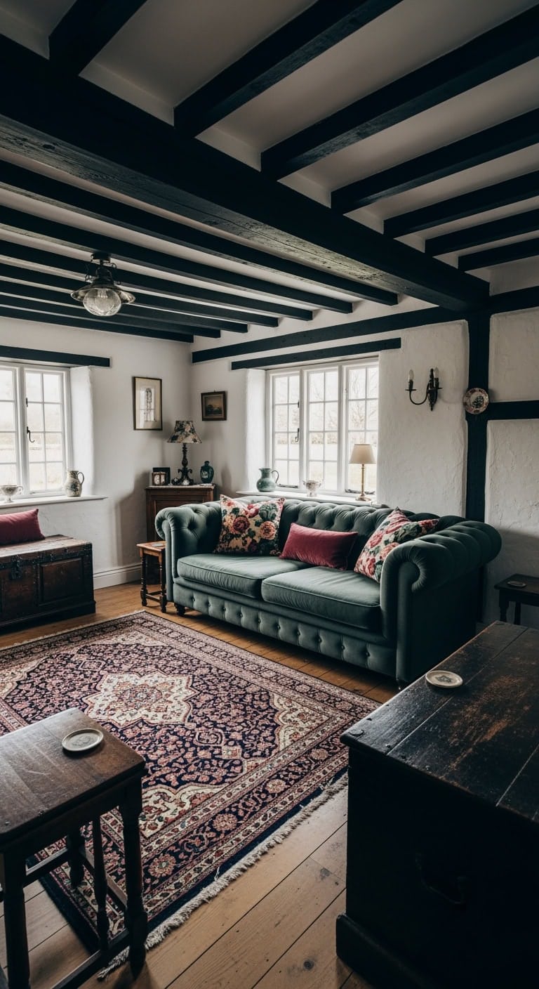 moody cottage with florals