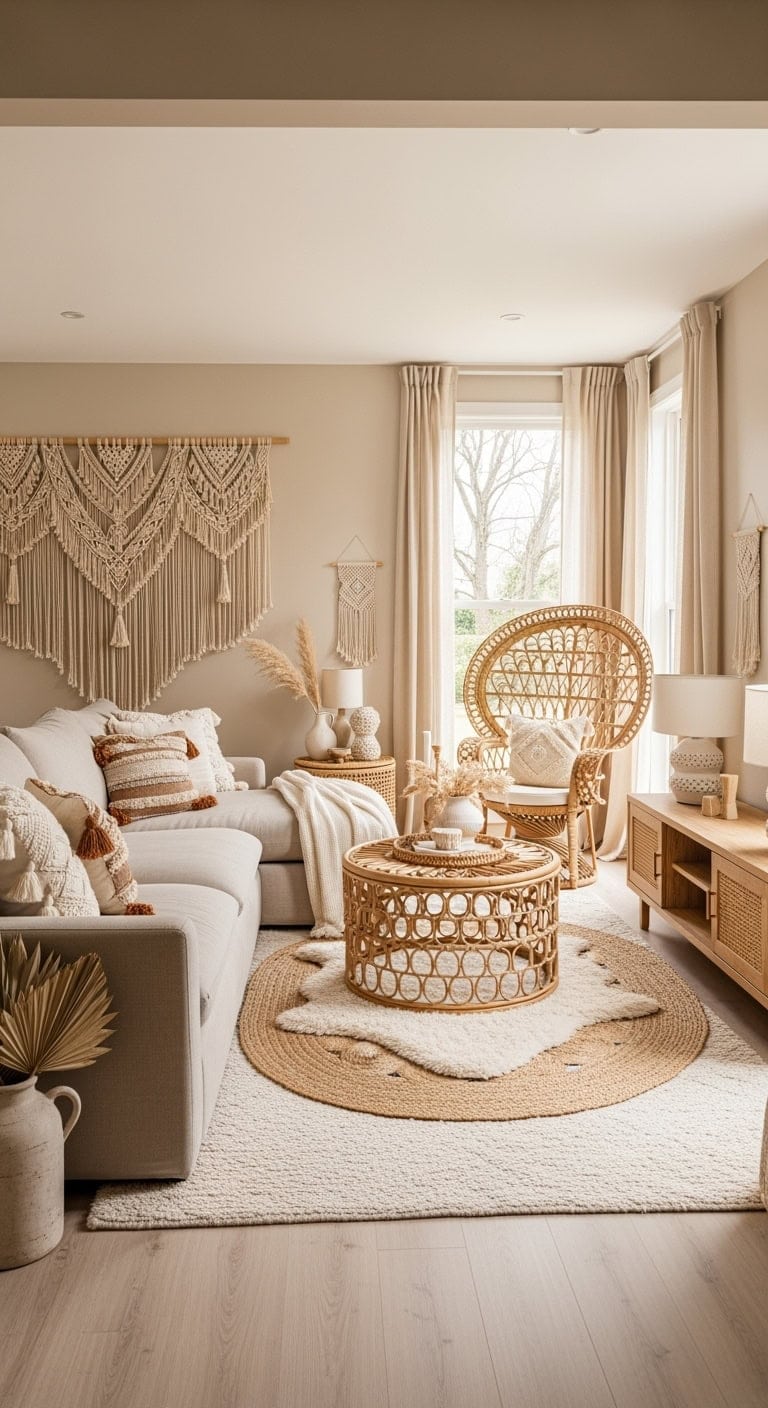 layered boho beige textures