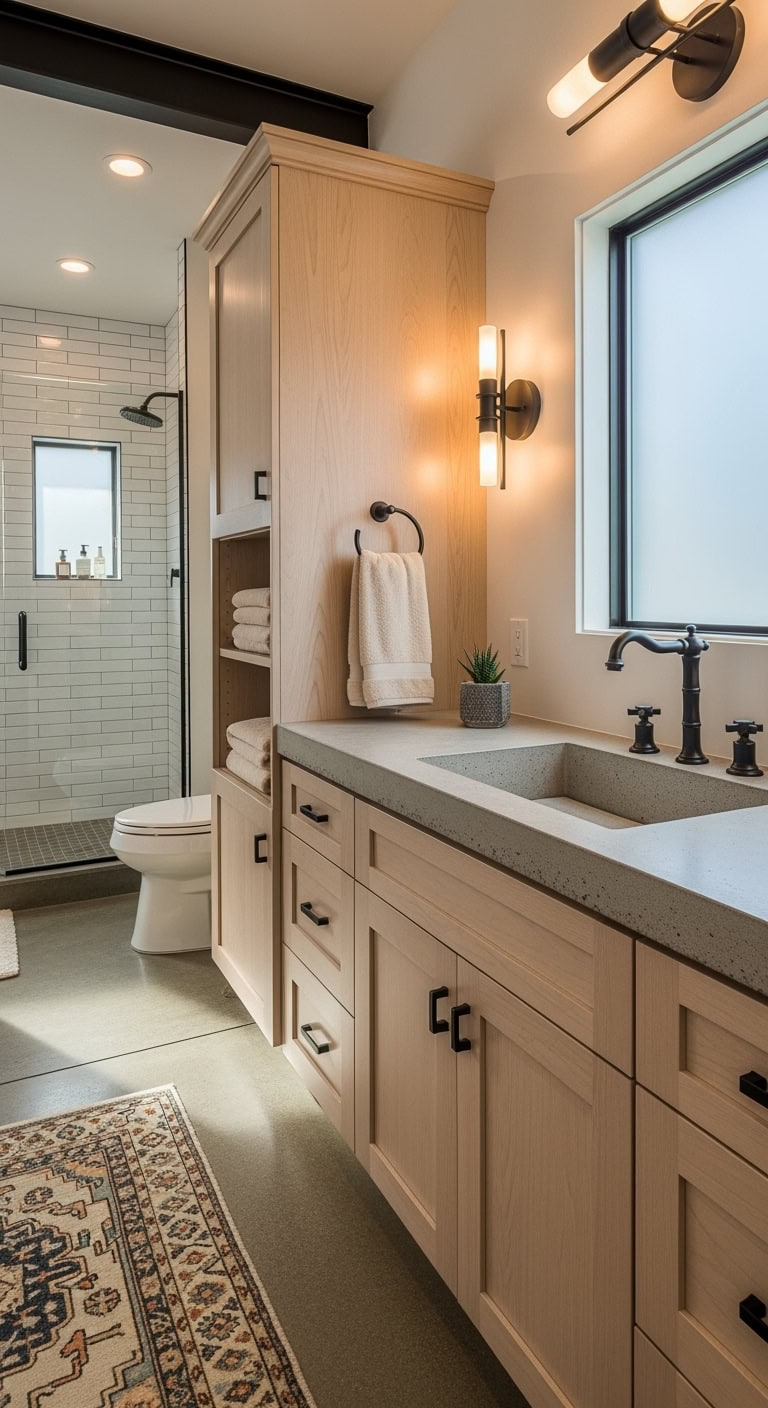 earthy industrial chic bathroom vanity